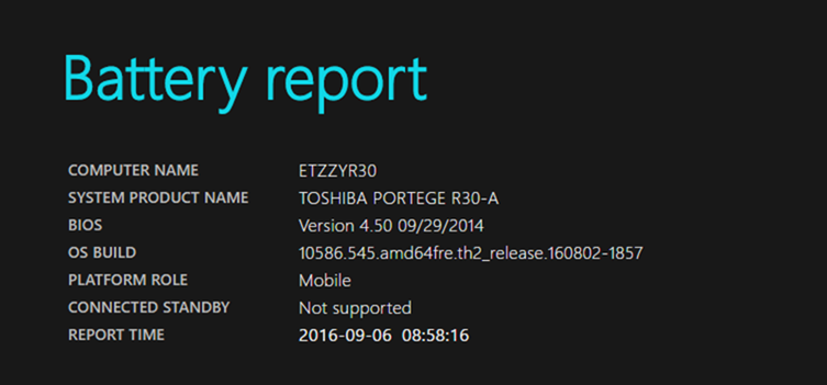 windows 输出电池使用信息